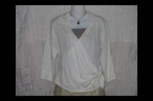J. JILL Soft White Textured LINEN Wrap Tie Jacket Shirt Top 6