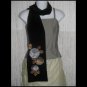 NEW ECHO Elegant Black Silk Velvet Floral Art to Wear Scarf