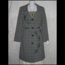 New New York & Company Long Embroidered Plaid Shapely Jacket Over Coat 2