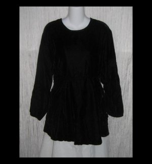 Angelheart Designs by Jeanne Engelhart Shapely Long Black Velvet Tunic Top Shirt FLAX P