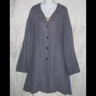 Cynthia Ashby Shapely A-Line Dusty Twilight Linen Duster Jacket Tunic Top Coat One Size