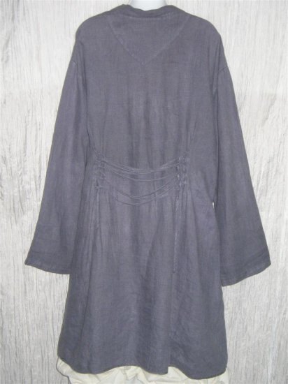 Cynthia Ashby Shapely A-Line Dusty Twilight Linen Duster Jacket Tunic ...