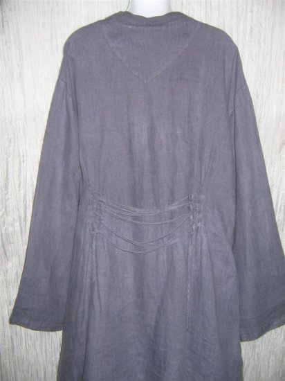Cynthia Ashby Shapely A-Line Dusty Twilight Linen Duster Jacket Tunic ...
