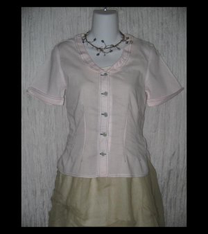 SOLITAIRE Shapely Pink Cotton Button Top Shirt Engelhart FLAX X-Small XS