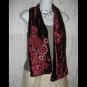NEW Nine West Elegant Burgundy Velvet Beaded Floral Art to Wear Scarf