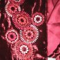 NEW Nine West Elegant Burgundy Velvet Beaded Floral Art to Wear Scarf