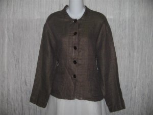 New FLAX Boxy Chocolate Herringbone Linen Jacket Engelhart S