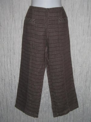 New Solitaire Brown Textured Linen Drawstring Pants Small S
