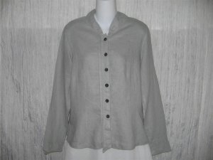 New SOLITAIRE Shapely Soft Striped Linen Rayon Shirt Top Large L