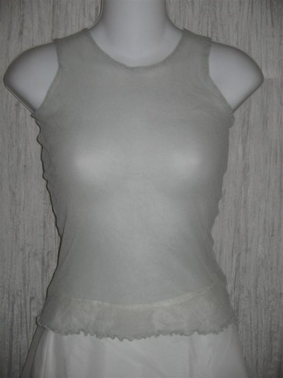 New NEESH by D.A.R. Shear Blue Green Ruffled Layering Shirt Top Small S