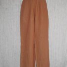 FLAX Orange Crossweave Linen Pants Jeanne Engelhart Small S
