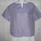 Jeanne Engelhart FLAX Purple Cropped Linen Shirt Top Small S