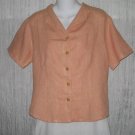 FLAX Shapely Orange Linen Button Shirt Tunic Top Engelhart Small S