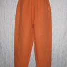 FLAX Long Orange Linen Pants Jeanne Engelhart Small S