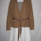 Talbots Shapely Brown Belted Cardigan Sweater Jacket Large L