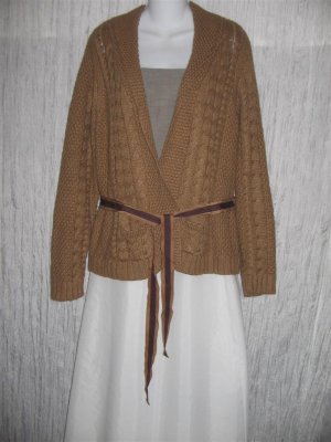 Talbots Shapely Brown Belted Cardigan Sweater Jacket Large L