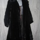 Long Shapely Vintage Coat Thick Black Faux Fur Made in England Small S