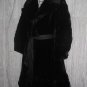 Long Shapely Vintage Coat Thick Black Faux Fur Made in England Small S