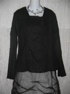 FLAX by Jeanne Engelhart Shapely Reversible Black Jacket Tunic Top Medium M