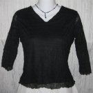 NINETY Textured Black Knit Pullover shirt top X-Small XS