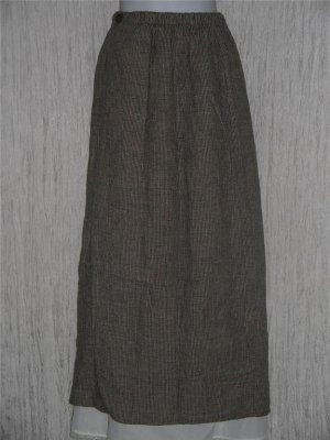 FLAX by Jeanne Engelhart Assymetrical Gingham LINEN Skirt Small S