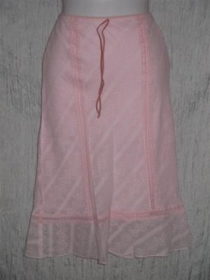 ZERO ZERO Fluttery PINK COTTON Lined Knee SKIRT Small S