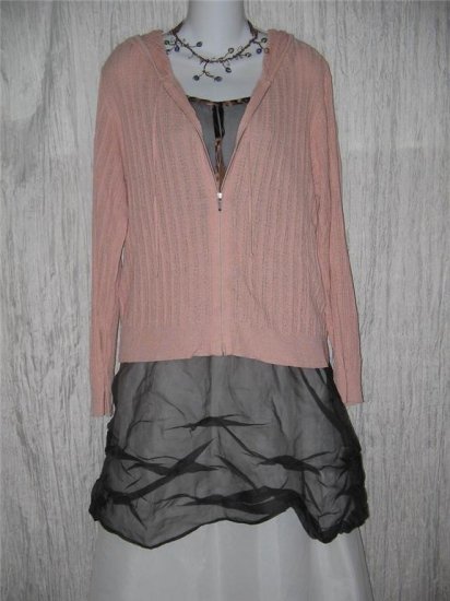 J. Jill Softest Delicate Draping Pink Hooded Zipped Cardigan Sweater M