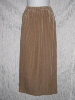 CRAZY LINE Long Tan Stripe Velour Knit Skirt Small S