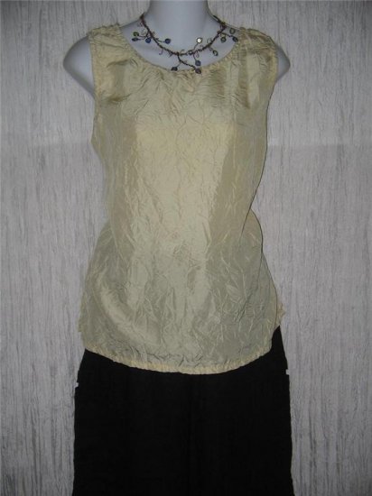 New JACKIE LOVES JOHN Butter Cream Silk Blouse Shell Shirt Top Large L