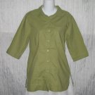 Crossroads Green Cotton Shapely Button Shirt Tunic Top Size 6 Small S
