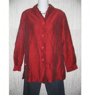 Neiman Marcus Rich Red Silk Button Shirt Tunic Top Size 6