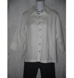 Mercer & Madison White Linen Tunic Top Shirt Medium M