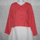 FLAX Shapely Red Stripe Peplum Jacket Shirt Top Jeanne Engelhart Small S