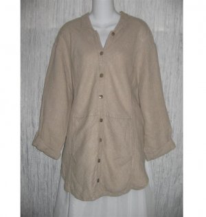 FLAX by Jeanne Engelhart Textured LINEN Jacket Shirt Top Small S