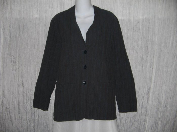 FLAX Blue Gray Jacket Tunic Top Jeanne Engelhart Small S