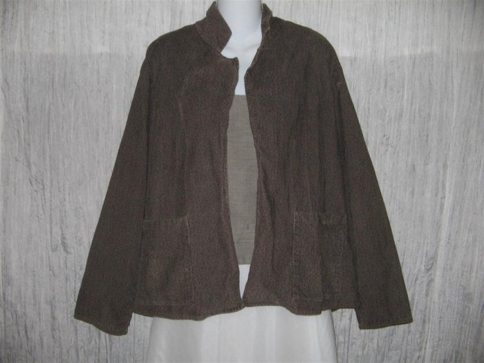 Jeanne Engelhart FLAX Long Brown Open Corduroy Tunic Jacket Small S