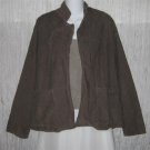 Jeanne Engelhart FLAX Long Brown Open Corduroy Tunic Jacket Small S