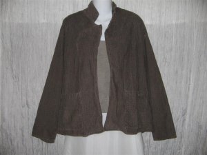 Jeanne Engelhart FLAX Long Brown Open Corduroy Tunic Jacket Small S