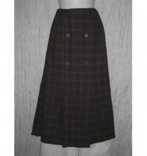 Angelheart Designs Engelhart FLAX Long Pleated Plaid Wool Skirt Small S