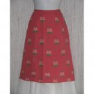 Solitaire Pink Floral LINEN Shapely Knee Skirt Large L