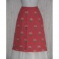 Solitaire Pink Floral LINEN Shapely Knee Skirt Large L