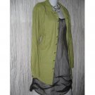 FLAX Green Corduroy Button Shirt Tunic Top Jeanne Engelhart Small S