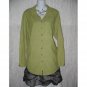 FLAX Green Corduroy Button Shirt Tunic Top Jeanne Engelhart Small S