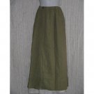 FLAX by Jeanne Engelhart Asymmetrical Green & Brown LINEN Skirt Small S