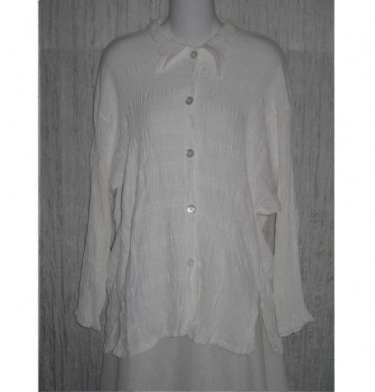 New JACKIE LOVES JOHN White Button Blouse Tunic Top Shirt Small S