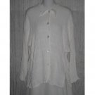 New JACKIE LOVES JOHN White Button Blouse Tunic Top Shirt Small S