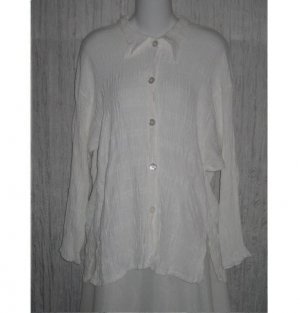 New JACKIE LOVES JOHN White Button Blouse Tunic Top Shirt Small S