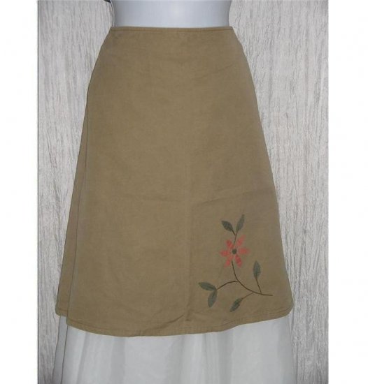HULIE Short Shapely Khaki Floral Knee Skirt Medium M