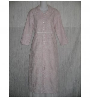 New FLAX Pink Embroidered LINEN Shapely Duster Jacket Jeanne Engelhart Small S