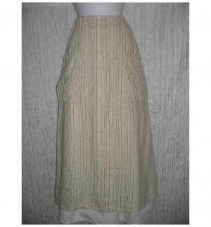 New FLAX Long & Full Earthy Textured LINEN Pocket Skirt Jeanne Engelhart Small S